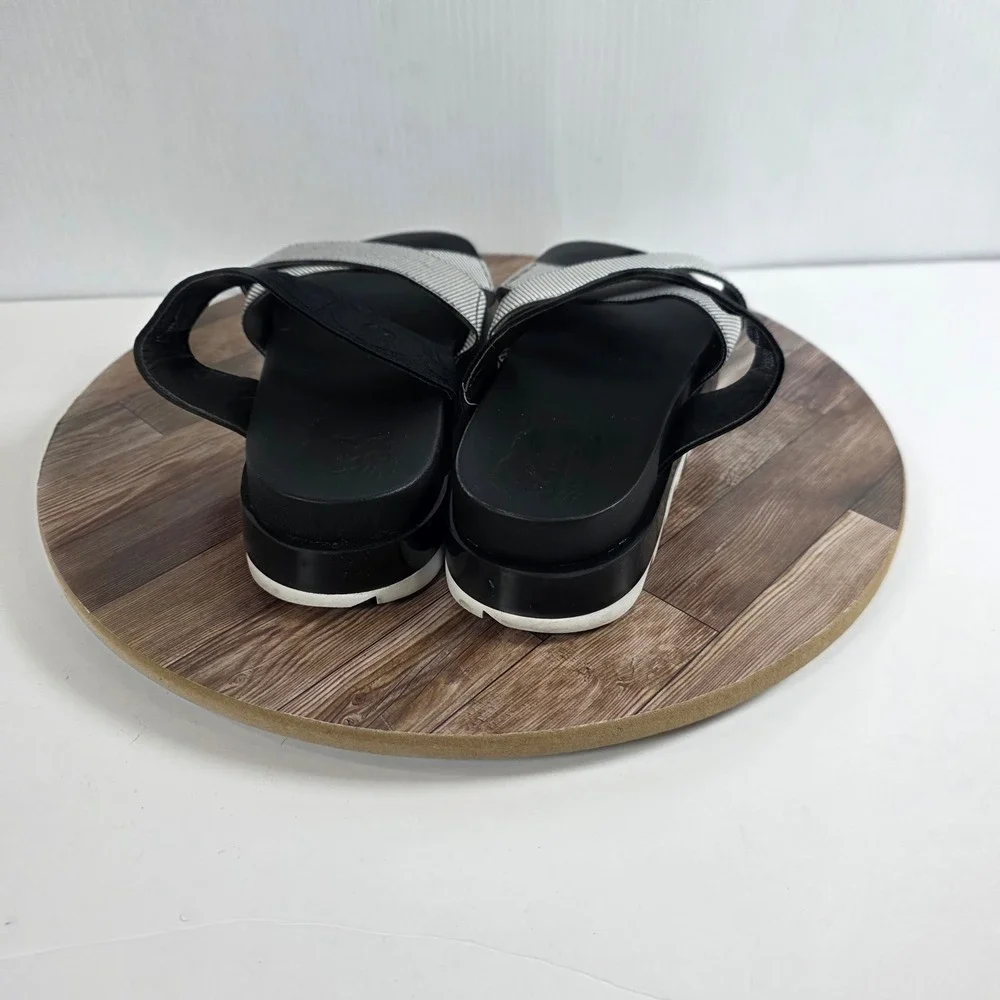 Sorel Roaming Sport Slide Sandals Womens 7 Black White Crisscross Elastic‎ Strap